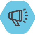 Megaphone icon on blue background